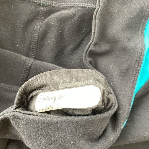 LULULEMON BLACK/TURQ FLARED PANTS - Picture 3 of 5